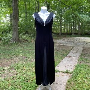 Vintage Black Velvet Low Cut Black Dress